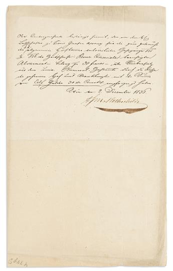 (ROTHSCHILD FAMILY.) Group of 3 letters and a document, each Signed by a member of the family: Amschel Mayer Rothschild * James de Roth